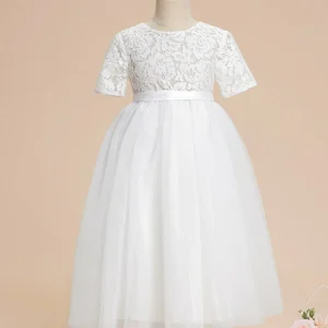 Robe Enfant Tulle Élégante Blanche