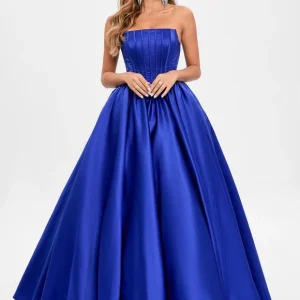 Robe De Bal Bleue Satinée