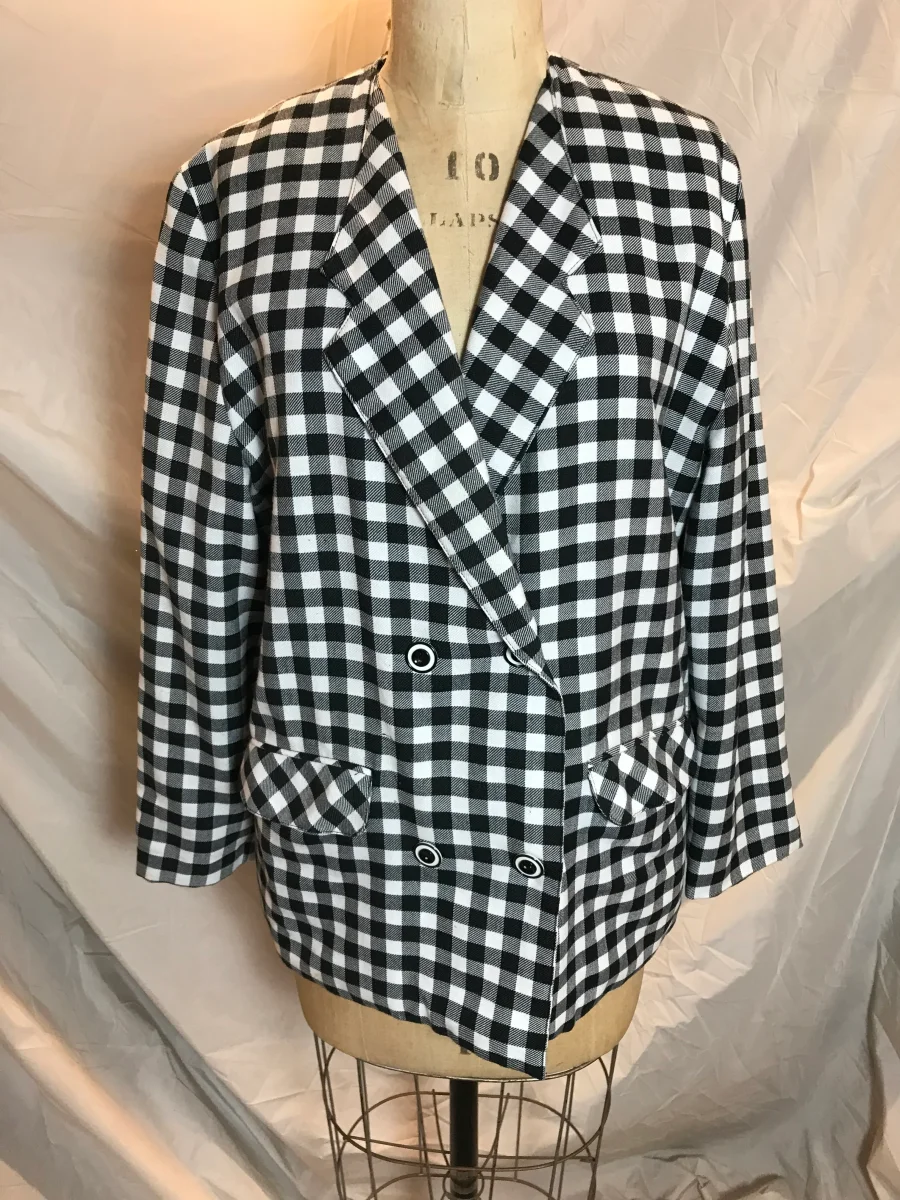 veston carreaux noir et blanc