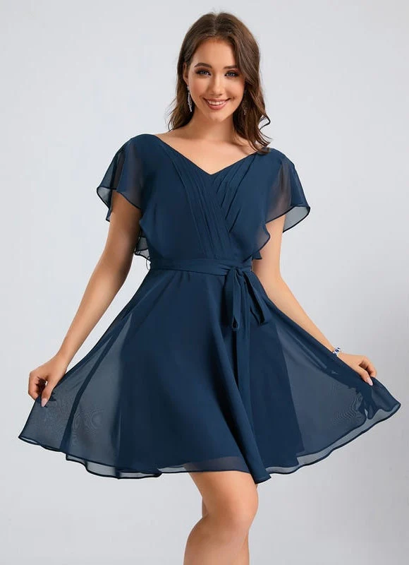 Robe De Bal Col V Marine – Image 2