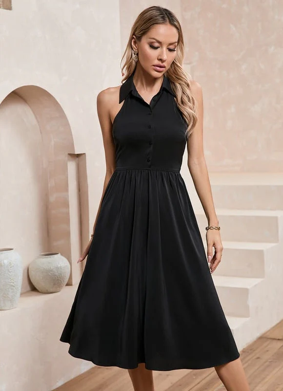 Robe Chemise Noire Satin
