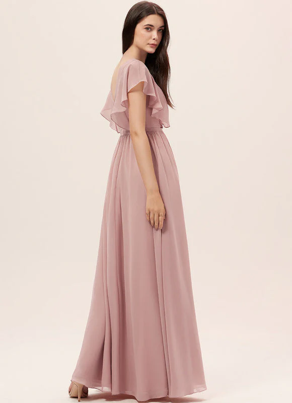Robe Fluide Rose Poudré À Fente – Image 3