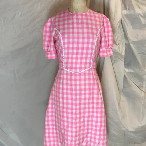 Robe carreaux rose/blanc