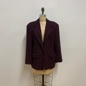 Veston de laine fuchsia pied-de-poule