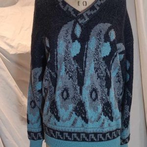 Tricot gris et turquoise