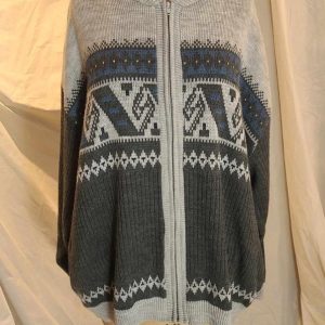 Cardigan gris et bleu