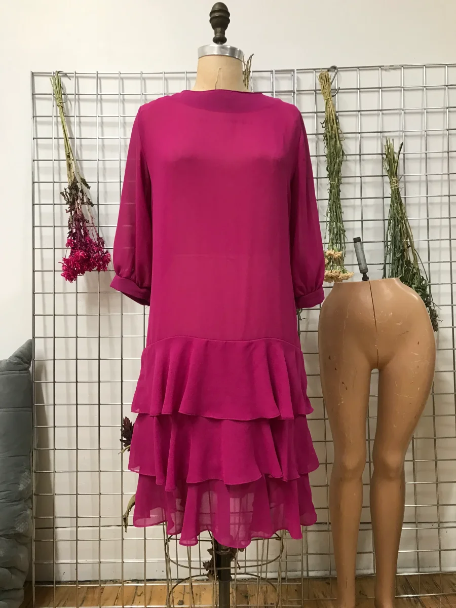 Robe fuchsia manche 3/4 – Image 3