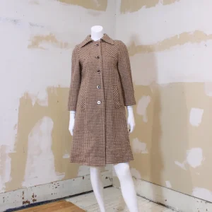 Manteau de laine pied-de-poule beige