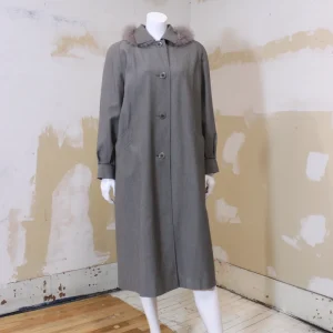 Manteau de laine sergée gris chambray