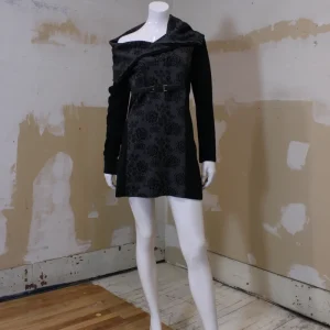 Robe manches longues noire et grise