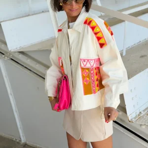 Veste en jeans LAUREEN Ecru