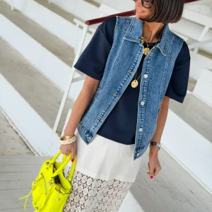 Veste en jeans sans manche CHA