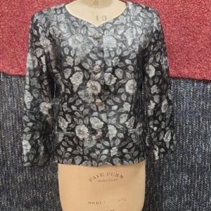 Veston court jacquard noir et argent