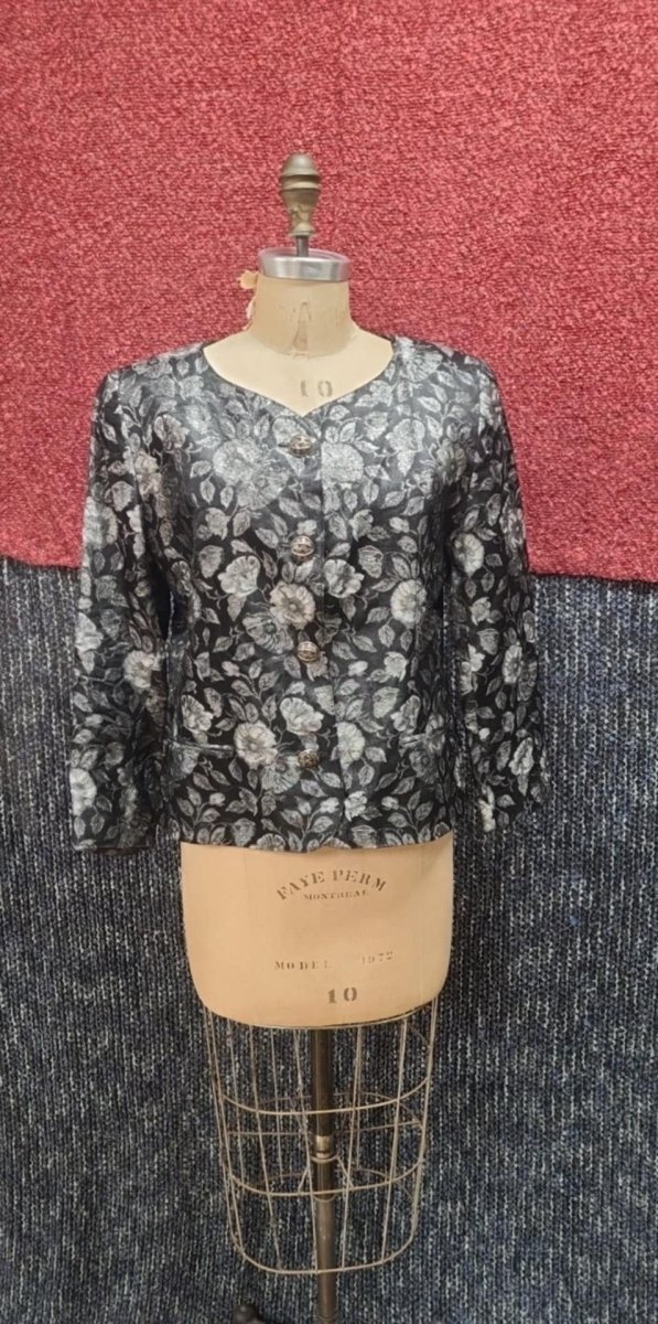 Veston court jacquard noir et argent – Image 2