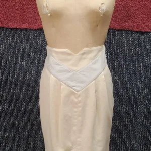 Jupe laine et cuir crème