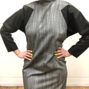 Robe à manche longue grise chambray