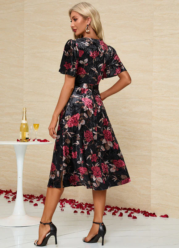 Robe Midi Florale Noire Chic – Image 7
