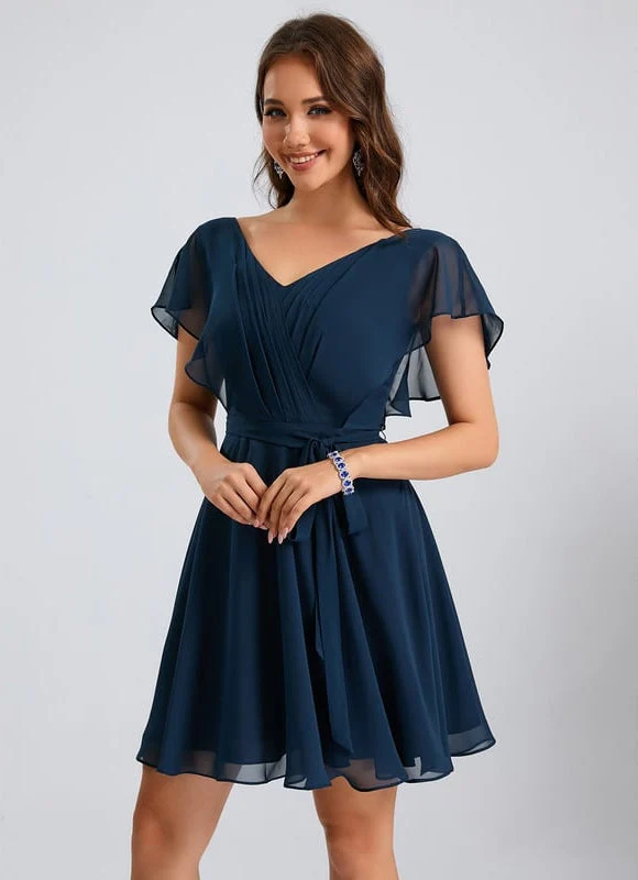 Robe De Bal Col V Marine – Image 4