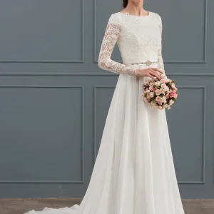 Robe Nuptiale Romantique À Manches Longues