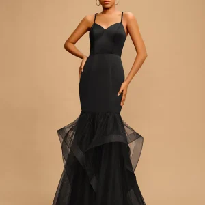 Robe Sirène Chic En Tulle Noir