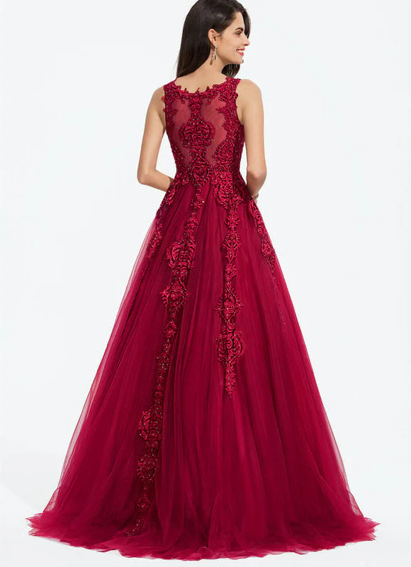 Robe De Bal Bordeaux Élégante – Image 4