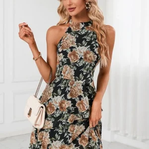 Robe À Fleurs Chic Noire