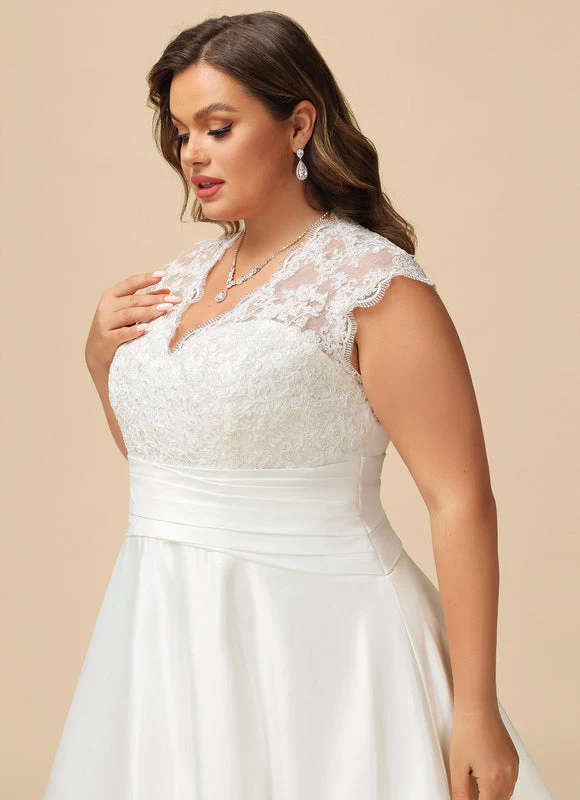Robe Nuptiale Satinée Élégante Col V – Image 3