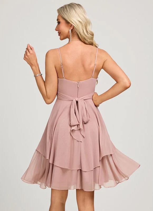 Robe De Bal Courte Rose Poudrée – Image 3