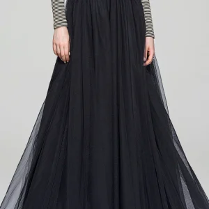 Robe Trapèze Noire En Tulle