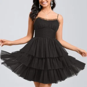 Robe De Bal Tulle Noire Volants