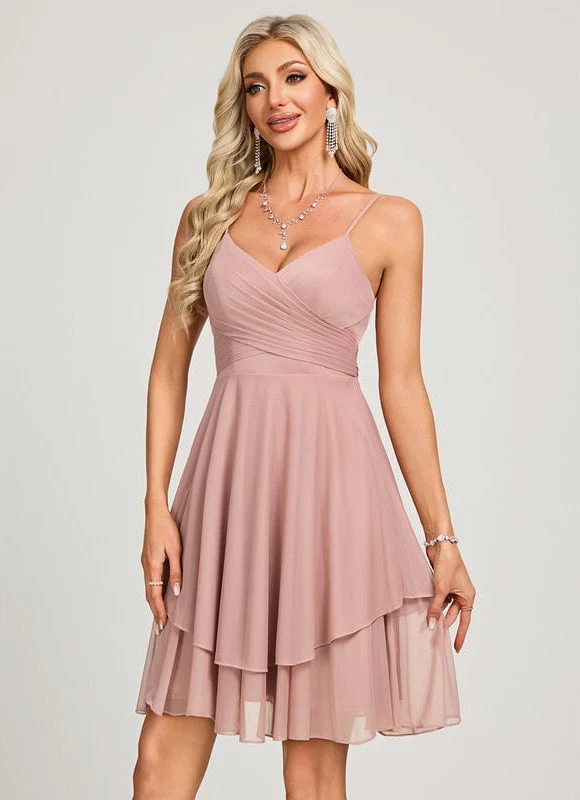 Robe De Bal Courte Rose Poudrée – Image 4