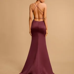 Robe De Bal Bordeaux Satiné Longueur