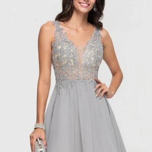 Robe De Bal Courte Argentée