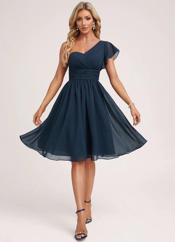 Robe De Bal Asymétrique Marine – Image 3
