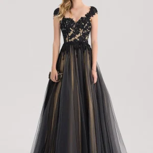 Robe De Bal Tulle Noir Doré