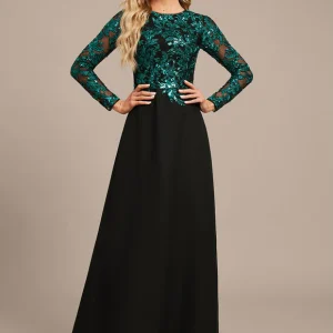 Robe Longue Chic À Manches Brodées