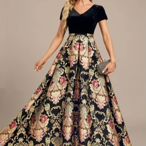 Robe Trapèze Velours Floral Chic