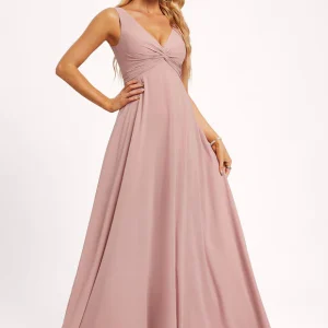 Robe Fluide Rose Poudré À Fente