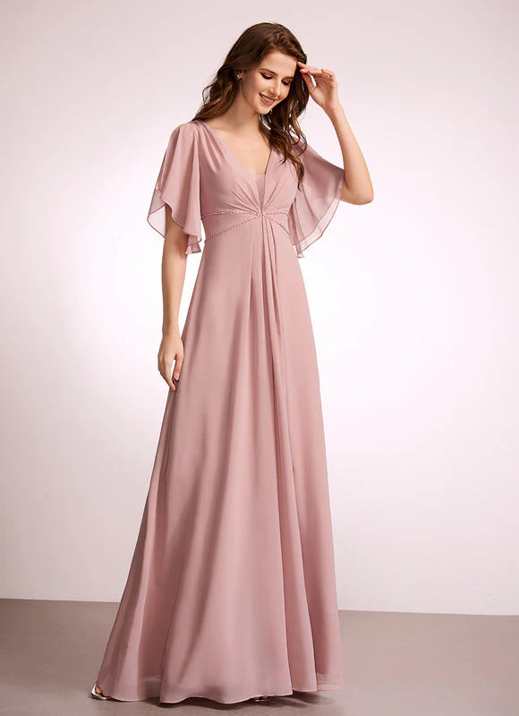 Robe Fluide Rose Poudré À Fente – Image 4