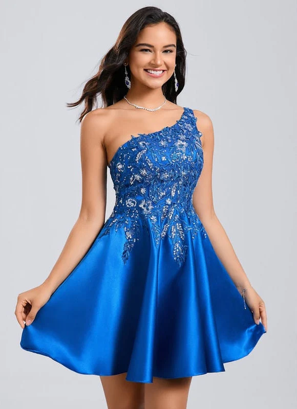 Robe De Bal Bleu Vif Ornée – Image 3