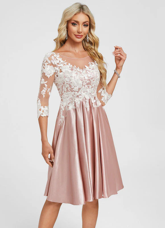 Robe Cocktail Rose Poudré Dentelle – Image 5