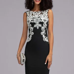 Robe Cocktail Élégante À Broderies