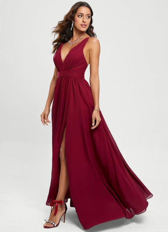 Robe De Bal Bordeaux Fluide – Image 8