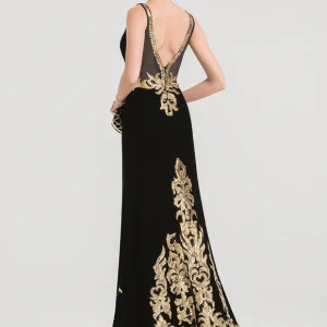 Robe Velours Noire Brodée Dorée