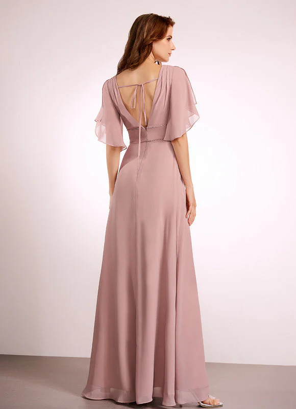 Robe Fluide Rose Poudré À Fente – Image 6