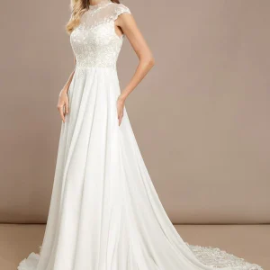 Robe Nuptiale Col Montant Romantique