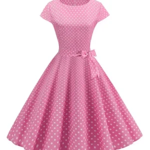 Robe Rose à Pois Blanc Années 50