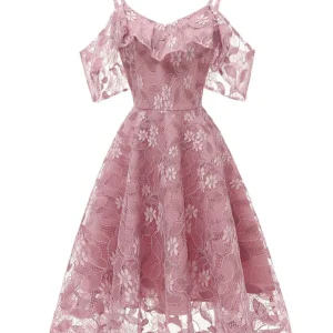 Robe Rose Année 50 Femme