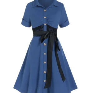 Robe Style Années 40 Marine