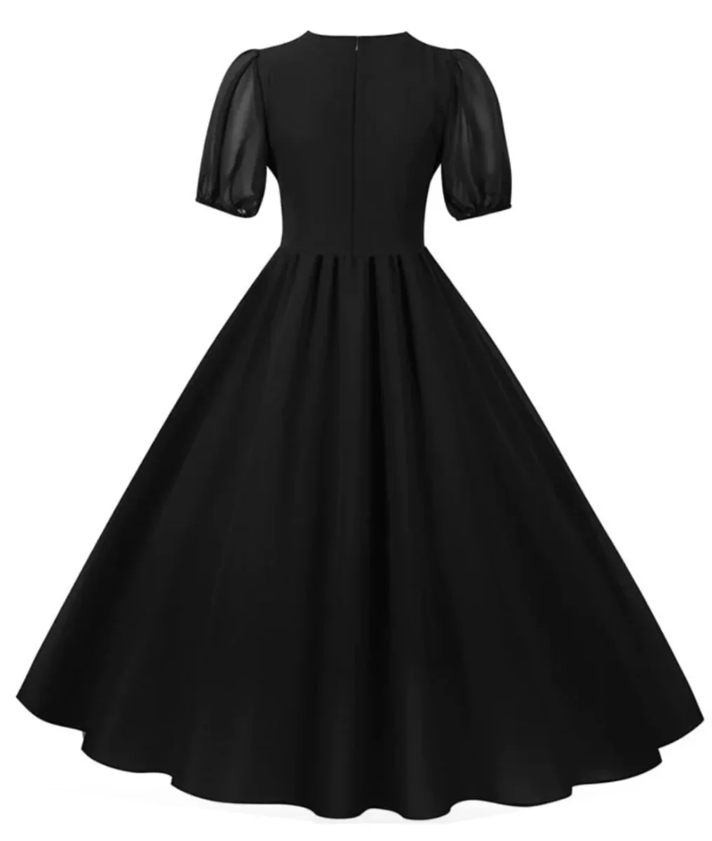 Robe Vintage Année 50 Noire – Image 3